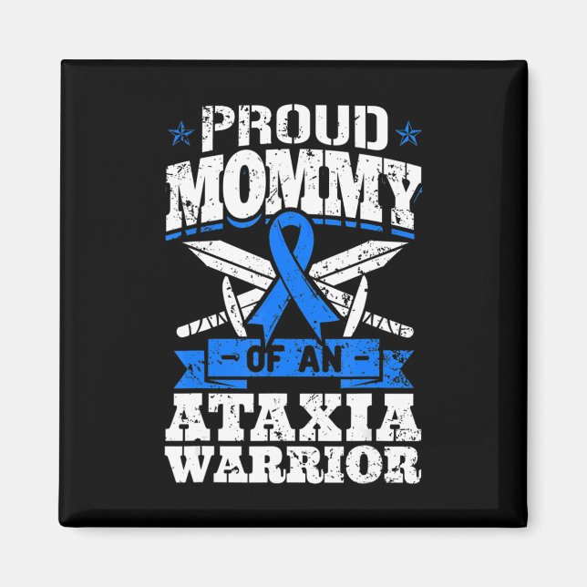 stolt Mamma av en Ataxi Warrior Awareness Ribbon Magnet (Framsidan)