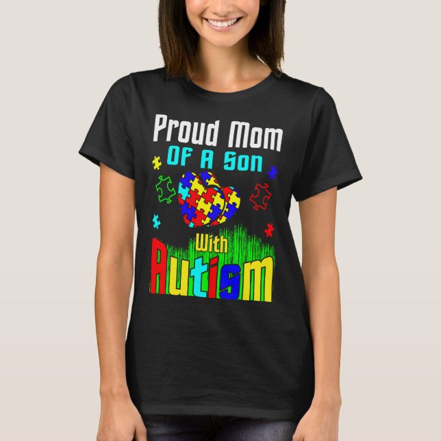 stolt Mamma av en son med autism T Shirt (Framsida)