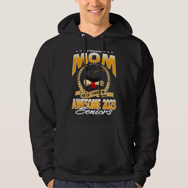 stolt Mamma av tre Fantastisk 2023-chefer Hoodie (Framsida)