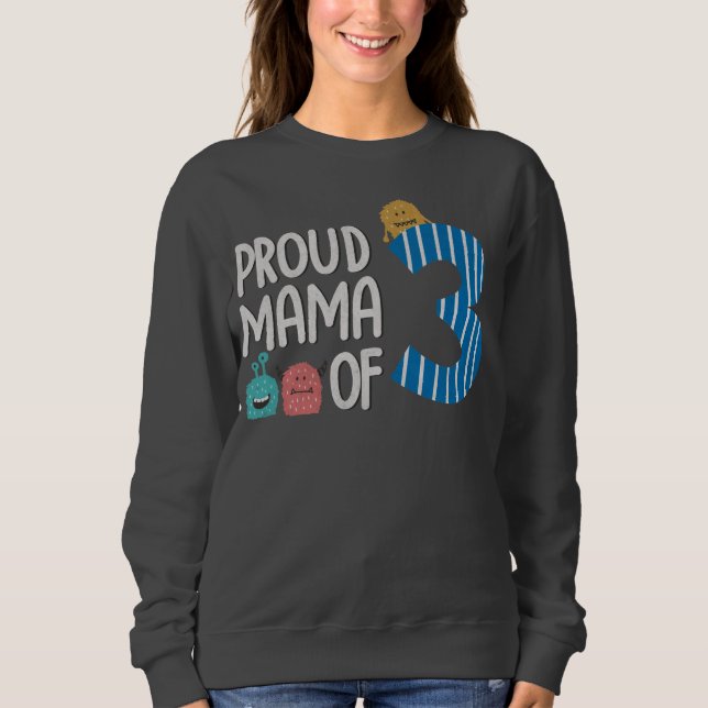 stolt Mamma av tre T Shirt (Framsida)