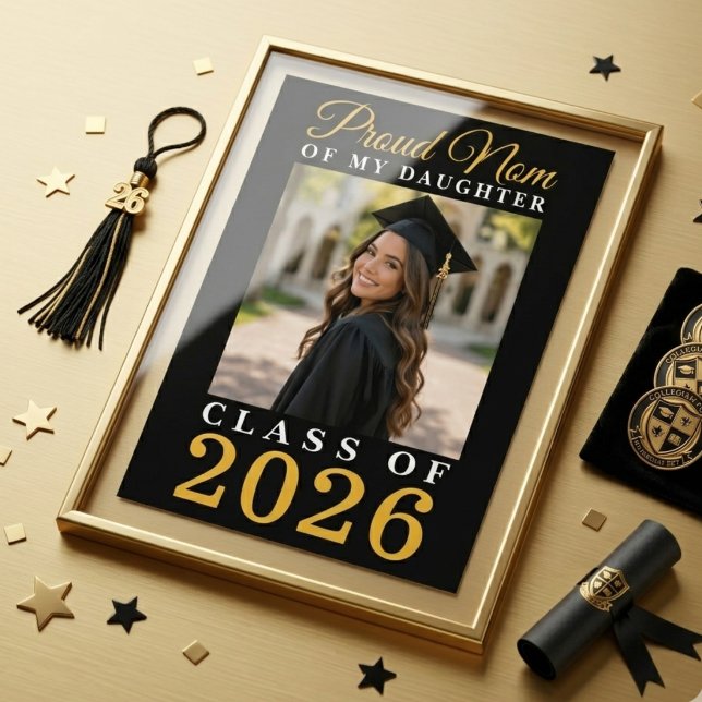 Stolt mamma dotter formell svart guld examen foto poster (Skapare uppladdad)