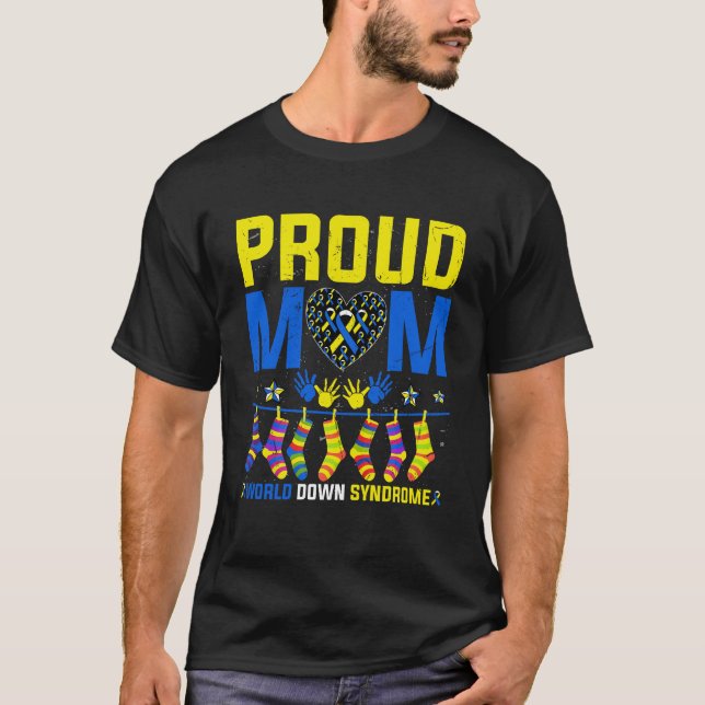 Stolt mamma Downs syndrom, Downs syndrom medvetenh T Shirt (Framsida)