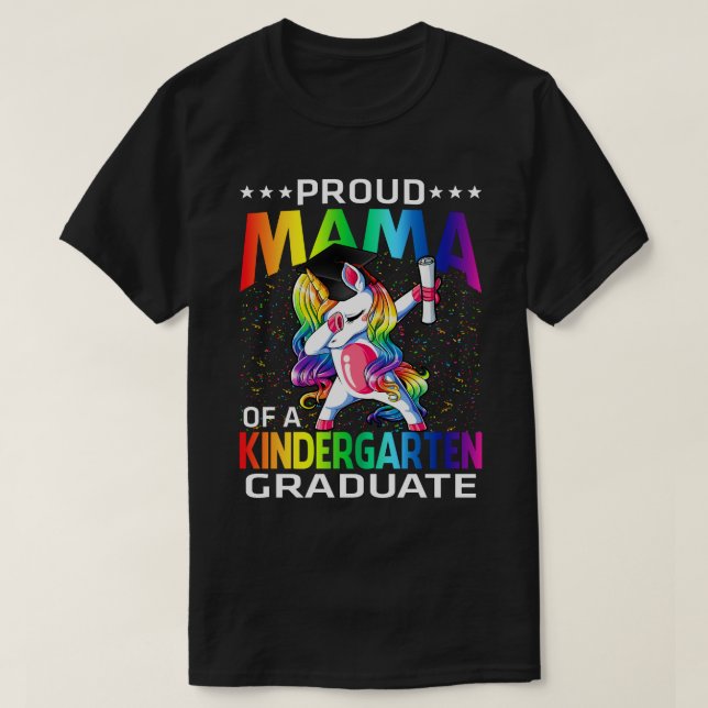 stolt Mamma för en Kindergarten-Student-enhörning T Shirt (Design framsida)