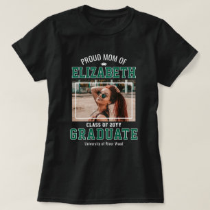 Stolt mamma Foto Examensfoto Mor Grön T Shirt