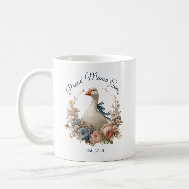 Stolt mamma Gås Blommig Est År Mamma Gåva Kaffemugg (Vänster)