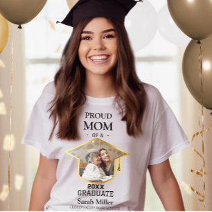 stolt Mamma i 2025 Student med foto och Namn T Shirt