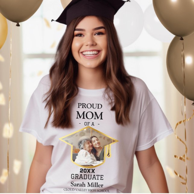 stolt Mamma i 2025 Student med foto och Namn T Shirt (Skapare uppladdad)