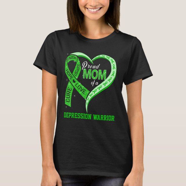 stolt Mamma i en depressionskrig, revben T Shirt (Framsida)