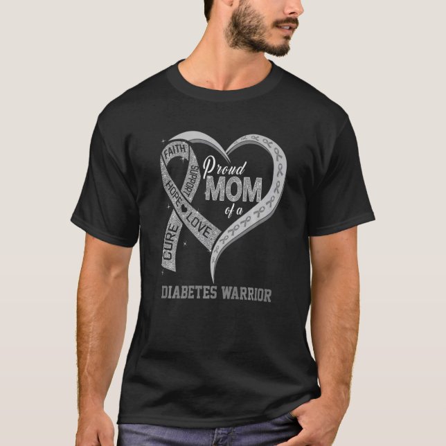stolt Mamma i en diabetesanfallare Ribbon Heart Pr T Shirt (Framsida)