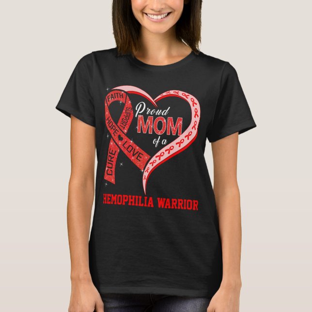 stolt Mamma i en hemofili Warrior T Shirt (Framsida)