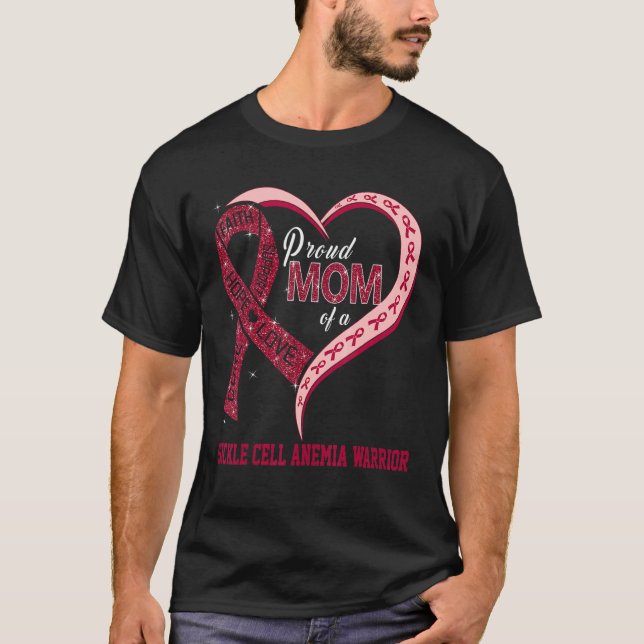 stolt Mamma i en sicklecellanemi Warrior Ribbon H T Shirt (Framsida)