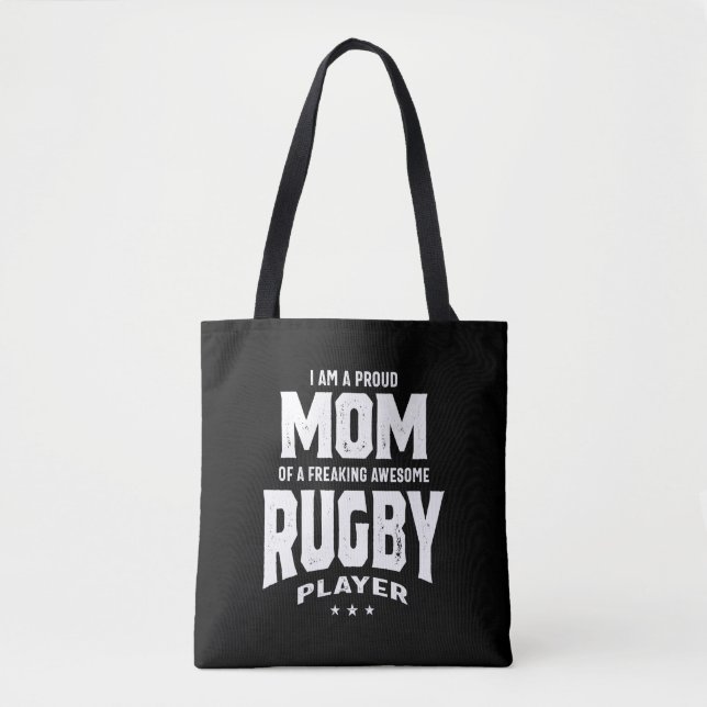 stolt Mamma i Fantastisk Rugby Player Tygkasse (Framsida)