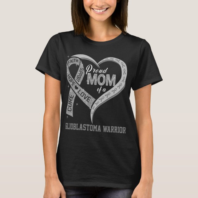 stolt Mamma i Glioblastoma Warrior T Shirt (Framsida)