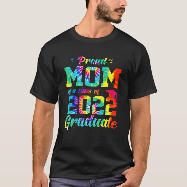 stolt Mamma i klass 2022 Student Tie Dye Grad T Shirt (Framsida)
