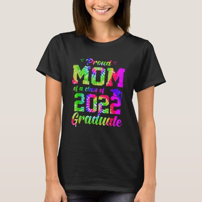 stolt Mamma i klass 2022 Student Tie Dye T Shirt (Framsida)
