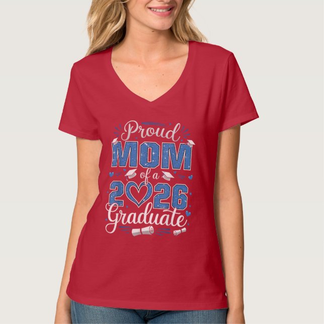 stolt Mamma i klass 2026 Student 2026 T Shirt (Framsida)