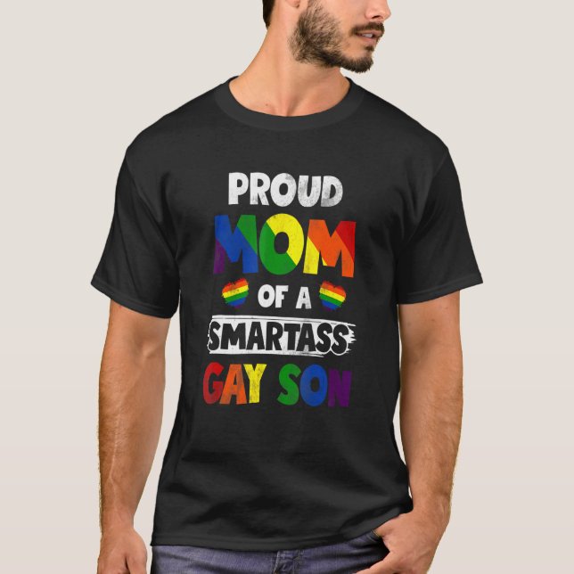 stolt Mamma över en Smartass Gay Son Lgbt Gay prid T Shirt (Framsida)