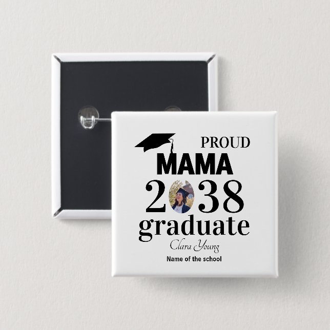 Stolt mamma personlig examen knapp (Framsida & baksida)
