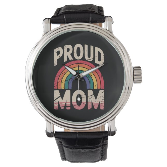 Stolt mamma regnbåge HBTQ HBT stolt allierad Armbandsur (Framsida)