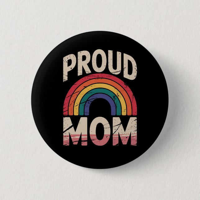 Stolt mamma regnbåge HBTQ HBT stolt allierad Knapp (Framsida)