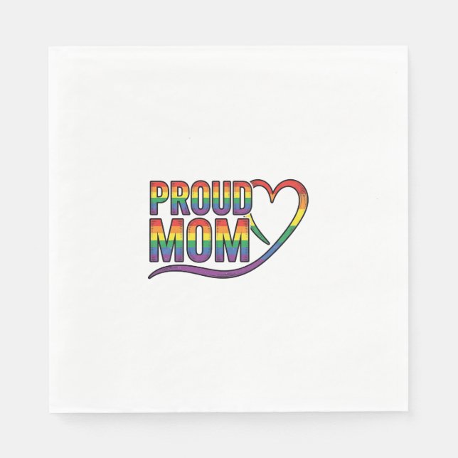 Stolt mamma regnbåge hjärta vintage gravyr design_ pappersservett (Framsidan)