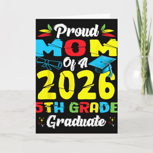 Stolt mamma till 2026 5:e klass examen mors dag kort (Framsida)