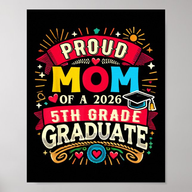 Stolt mamma till 2026 års 5:e klass examen mors da poster (Framsidan)