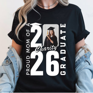 Stolt mamma till 2026 års examen Anpassad foto exa T Shirt