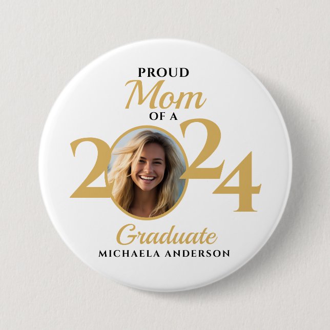 Stolt mamma till en 2024 års examen Foto & Namn Knapp (Framsida)