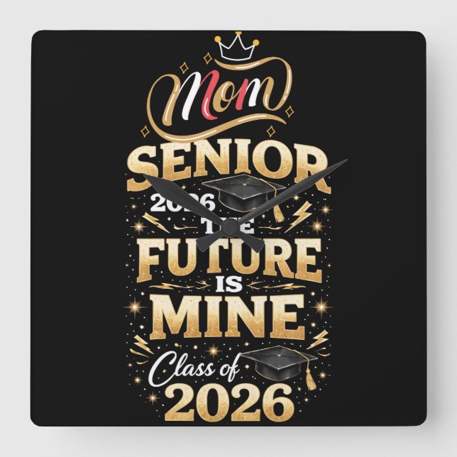 Stolt mamma till en 2026-examinerad fyrkantig klocka (Framsida)