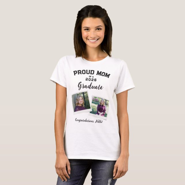 Stolt mamma till en examenstudent 2 foto t shirt (Hel framsida)