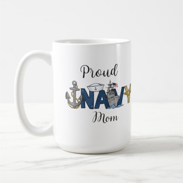 Stolt mamma till en marinsoldat mors dag kaffemugg (Vänster)