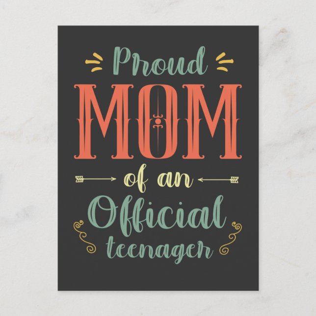 Stolt mamma till en officiell tonåring 13-årsdag vykort (Framsida)