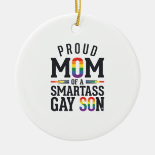 Stolt mamma till en smart gay son vintage skjorta julgransprydnad keramik
