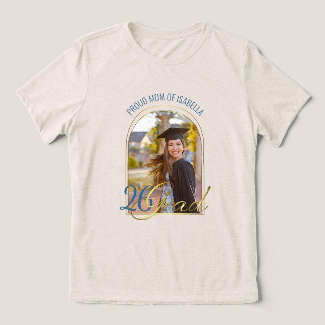 Stolt mamma till examen Anpassad bild Modern Boho- T Shirt (Design Framsida)