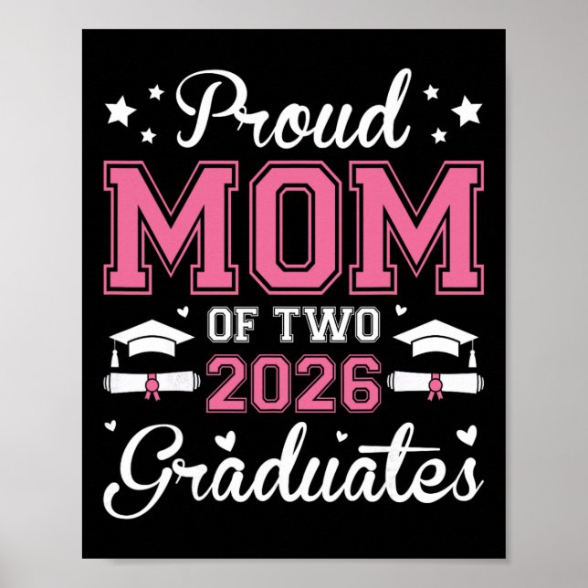 Stolt mamma till två 2026 års studenter seniorexam poster (Framsidan)