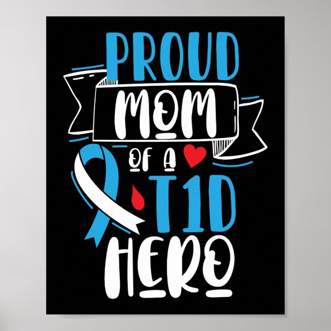stolt Mamma vid Mamma med typ 1-diabetes T1D Poster (Framsidan)