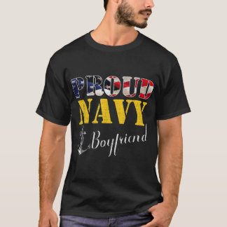 stolt marinvän med amerikansk Flagga för vetera T Shirt