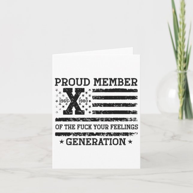 stolt medlem av dina känslor, Gen X USA 4:e Kort (Framsida)