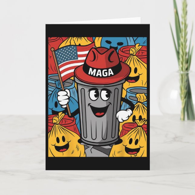 Stolt Mega Garbyge Trump Supporter Soptrask Karika Kort (Framsida)