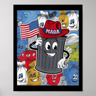 Stolt Mega Skräp Trump Supporter Soptrall Cartoon Poster