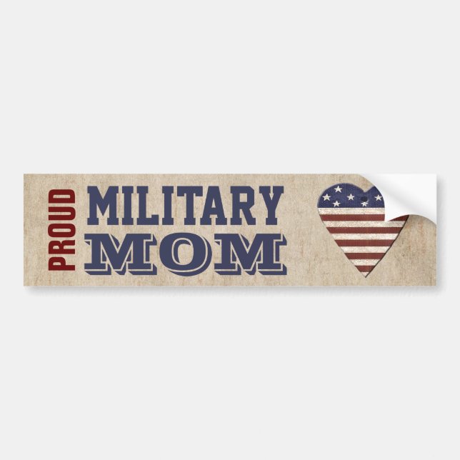 Stolt militär mamma med patriotisk hjärta bildekal (Framsidan)