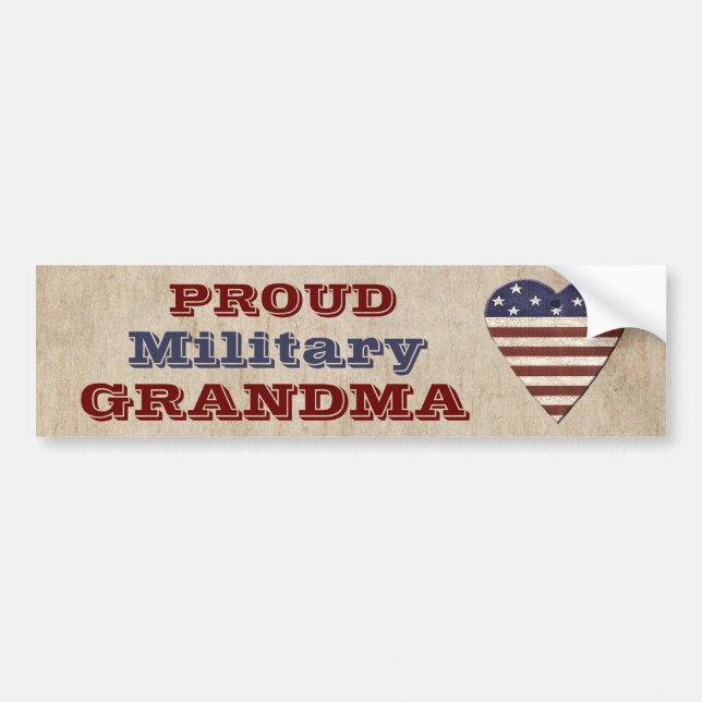 Stolt militär mormor med patriotisk hjärta bildekal (Framsidan)