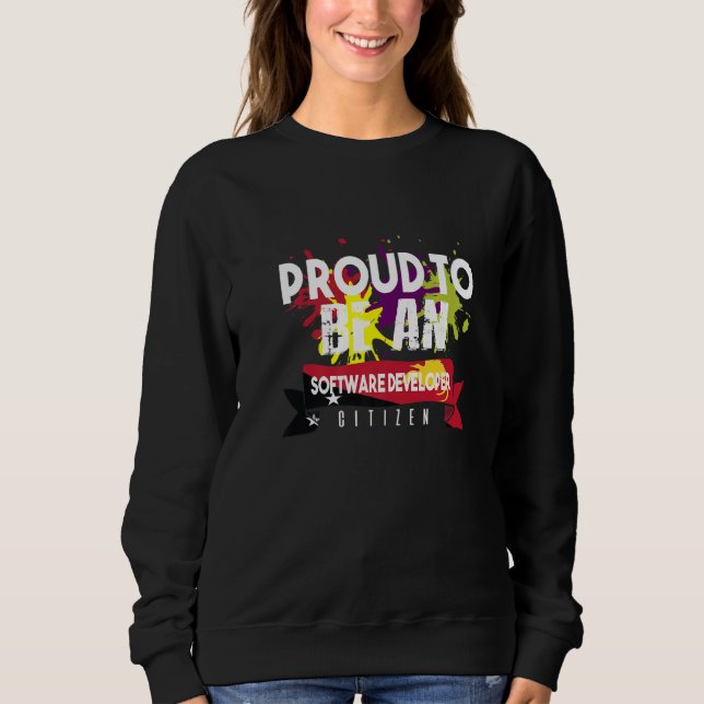 Stolt mjukvaruutvecklarmedborgare yrke karriär t shirt (Framsida)