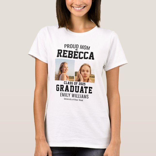 Stolt Mor Klass 2025 Examen Förälder Anpassad T Shirt (Framsida)