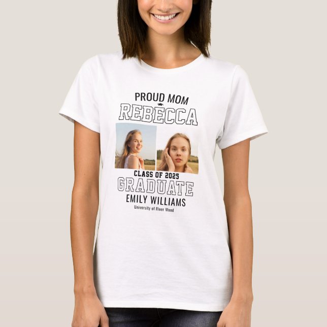Stolt Mor Klass 2025 Examensår Förälder Anpassad T Shirt (Framsida)