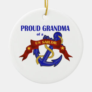 Stolt mormor av en US-sjömanprydnad Julgransprydnad Keramik