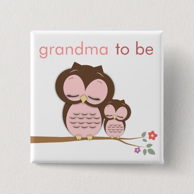 Stolt mormor som är, & flickauggla knapp (Framsida)