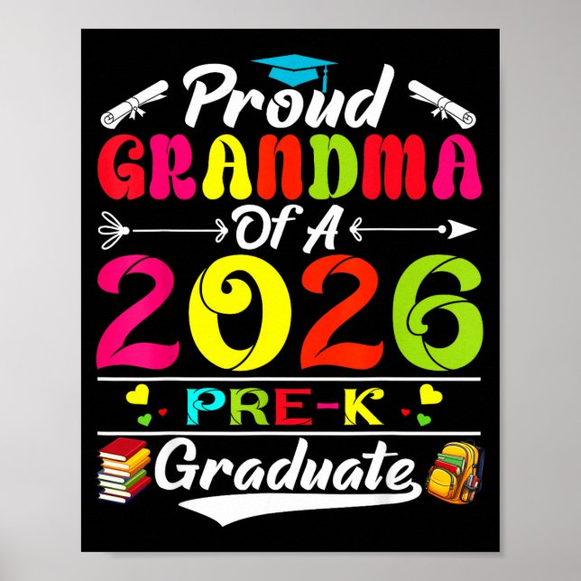 Stolt mormor till 2026 pre-k examen mors dag poster (Framsidan)