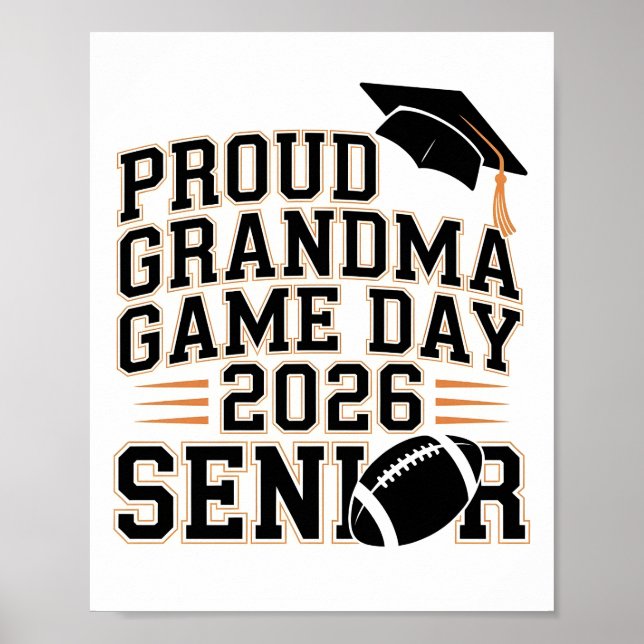 Stolt Mormor till en 2026 Fotboll Seniorklass Poster (Framsidan)